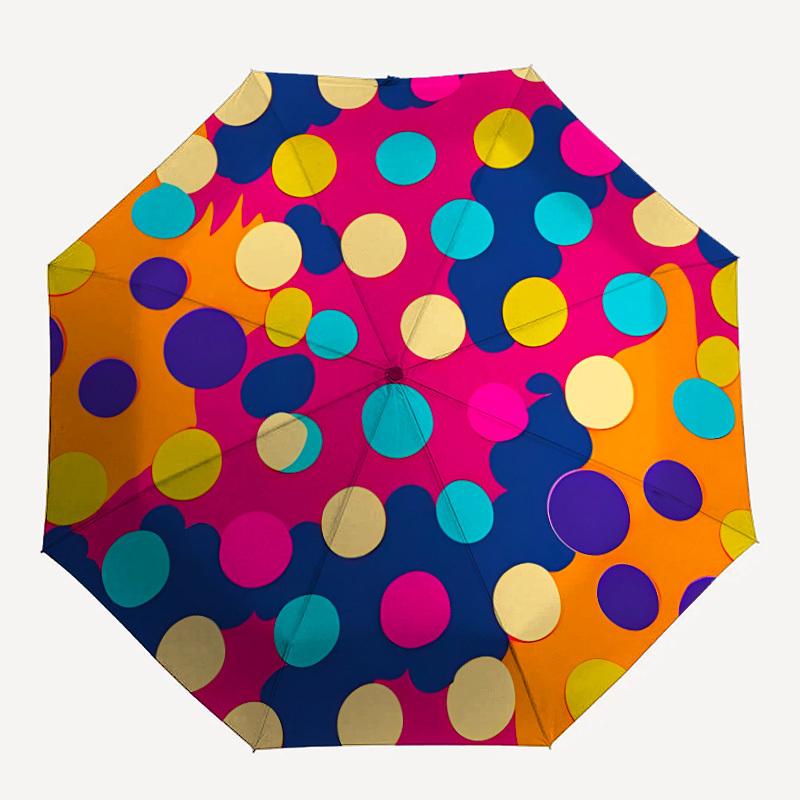 

1pc Polka Dots Automatic Folding Umbrella - Portable Collapsible 8-Rib Umbrella for All Seasons Durable Canopy yy251119126