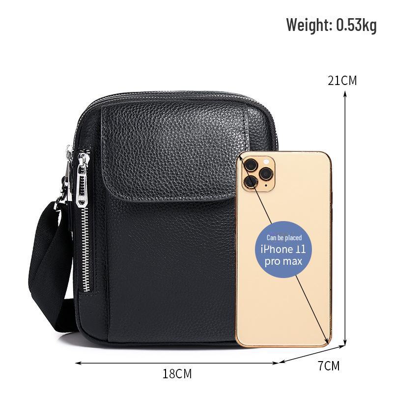 Men's High-End Genuine Leather Messenger Bag - Large Capacity, First Layer Cowhide Shoulder Bag