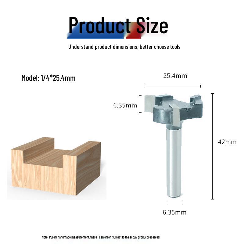 1/4" Shank T-Slot Milling Cutter, 6-Pattern, Black Alloy, Three-Flute, for Woodworking