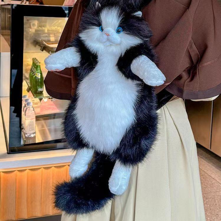Simulated Cow Cat Backpack Cute Doll Plush Toys Girl Friend A Birthday Present Cartoon Unisex Bag School Travel Backpack