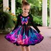 Mädchen Lässiges 3D-Schmetterlingsmuster Print Rundhals Langarm Kleid Kinder Prinzessinnenkleid