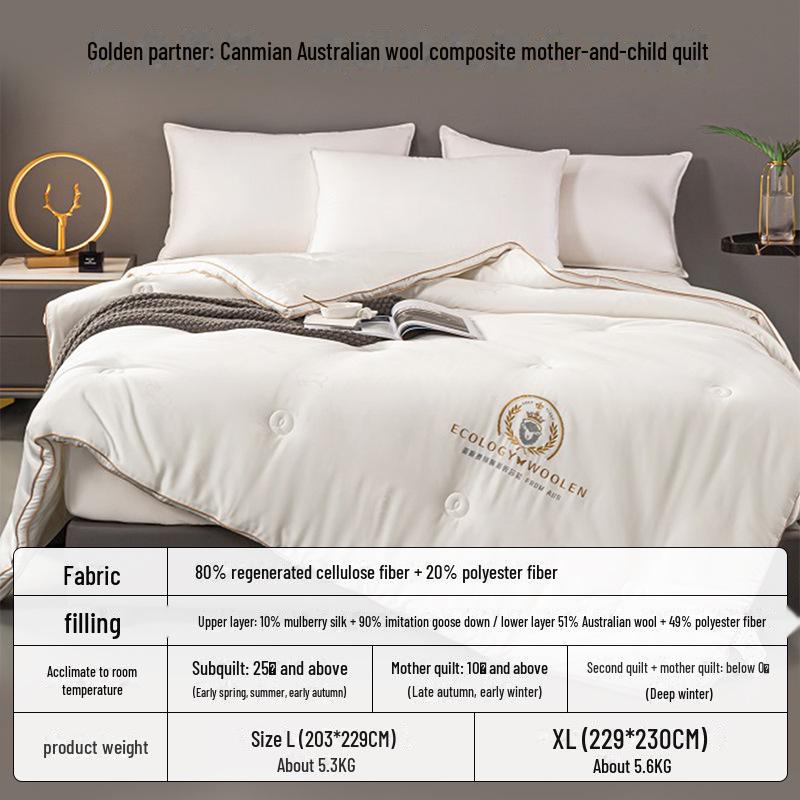 

Толстое зимнее одеяло из австралийской шерсти Duo Xi Ai Mei - двойной дизайн для матери и ребенка 203x229 cm