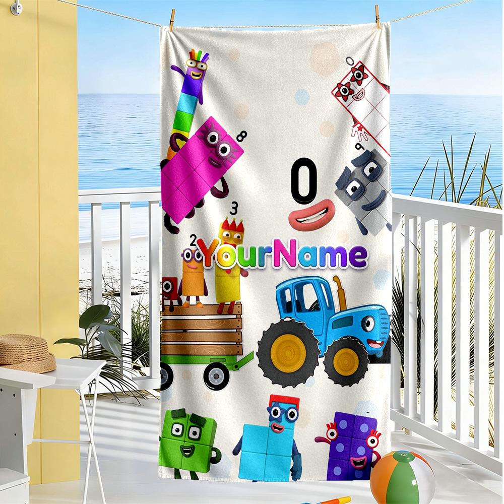 Numberblocks Personalized Name Beach Towel Soft Durable Quick-Dry Perfect for Traveling Yoga Camping and Swimming