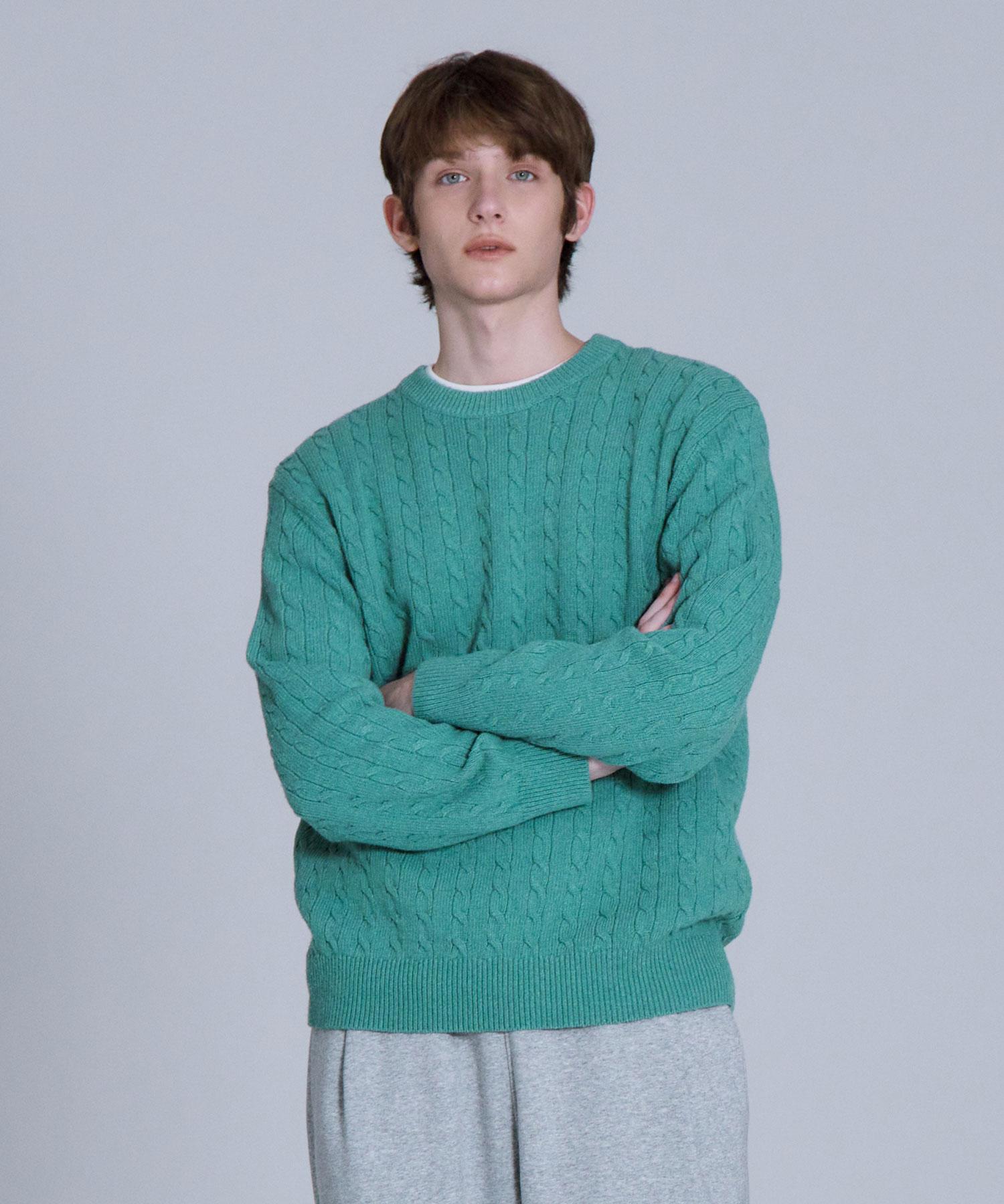 Basic House Cable Round Neck Knit Mint Lykt7101 (Type A) 95