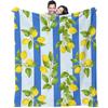 Zitronen-Blau-Gestreifte Decke Flanelldecke Überwurfdecke Warme Decke Geschenkdecke Sommer Bauernhaus Stil Sofabezug