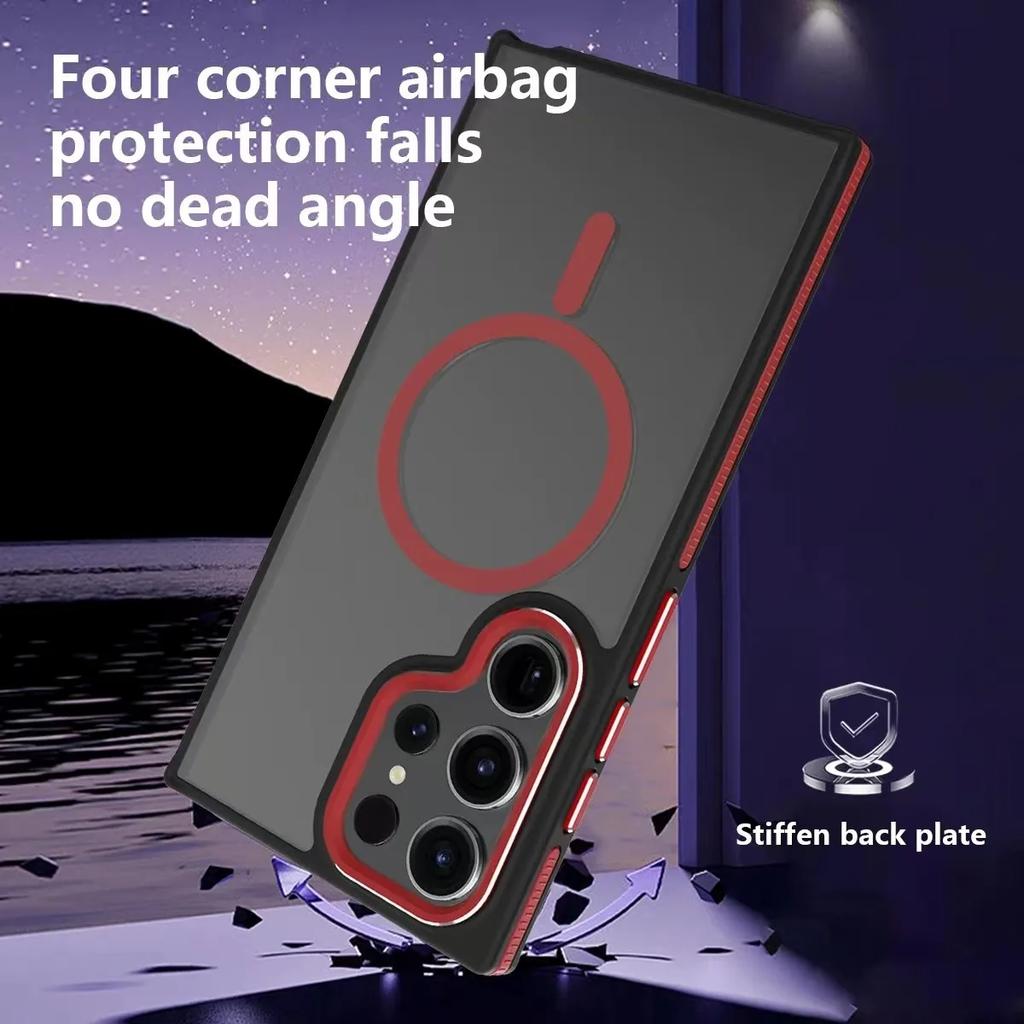 Matte Magnetic Phone Case For Samsung Galaxy S25 S24 S22 Ultra S23 Plus S23 FE Magsafe Wireless Charging Shockproof Cover
