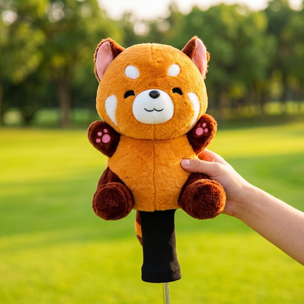 Cartoon Orange and Black Bear Headcover Soft Golf Cover