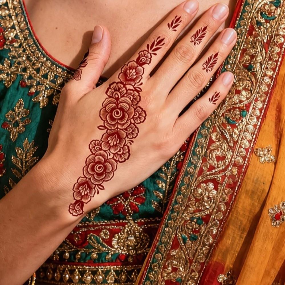 Lace Fake Tattoo Temporary Tattoo Legs Arm Red Henna Tattoo Decals Women/Lady