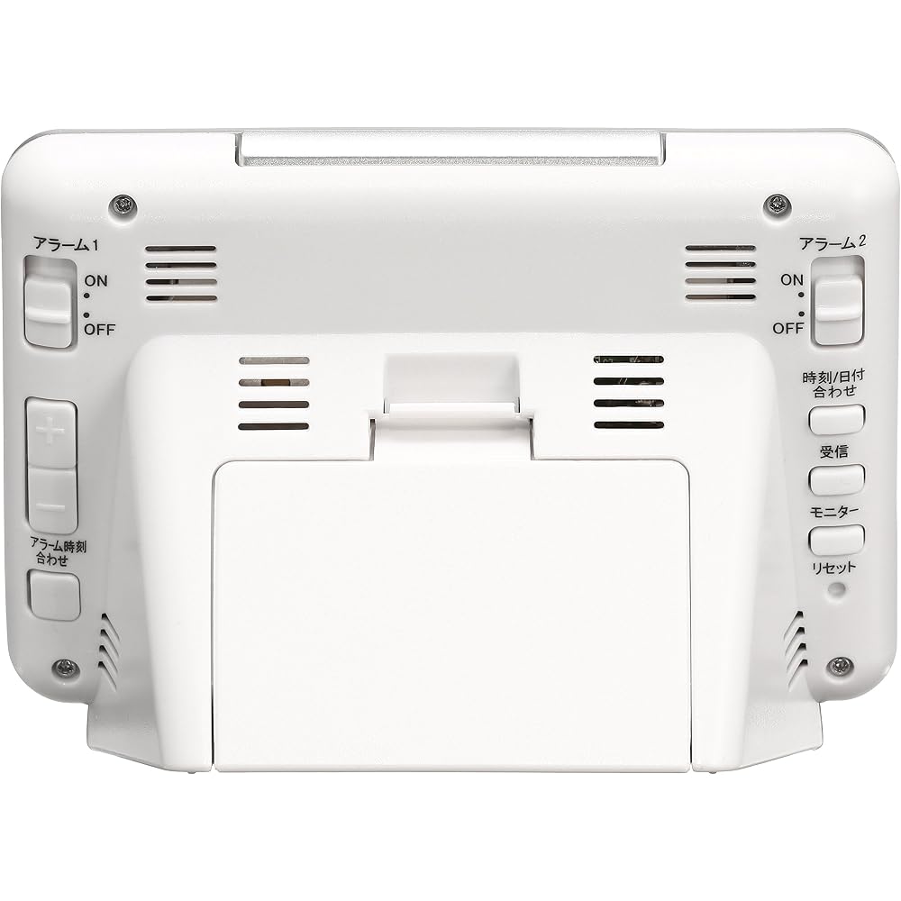 Seiko Clock SQ767W SEIKO Radio-Controlled Digital Alarm Clock with 2-Channel Alarm, Calendar, Temperature, and Humidity Display, White