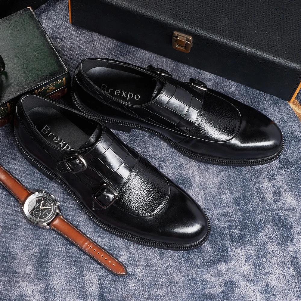 Fashion Men's British Derby Shoes 2025 Fashion Breathable Adjustable Buckle Business Casual Leather Shoes for Commuting And Wedding