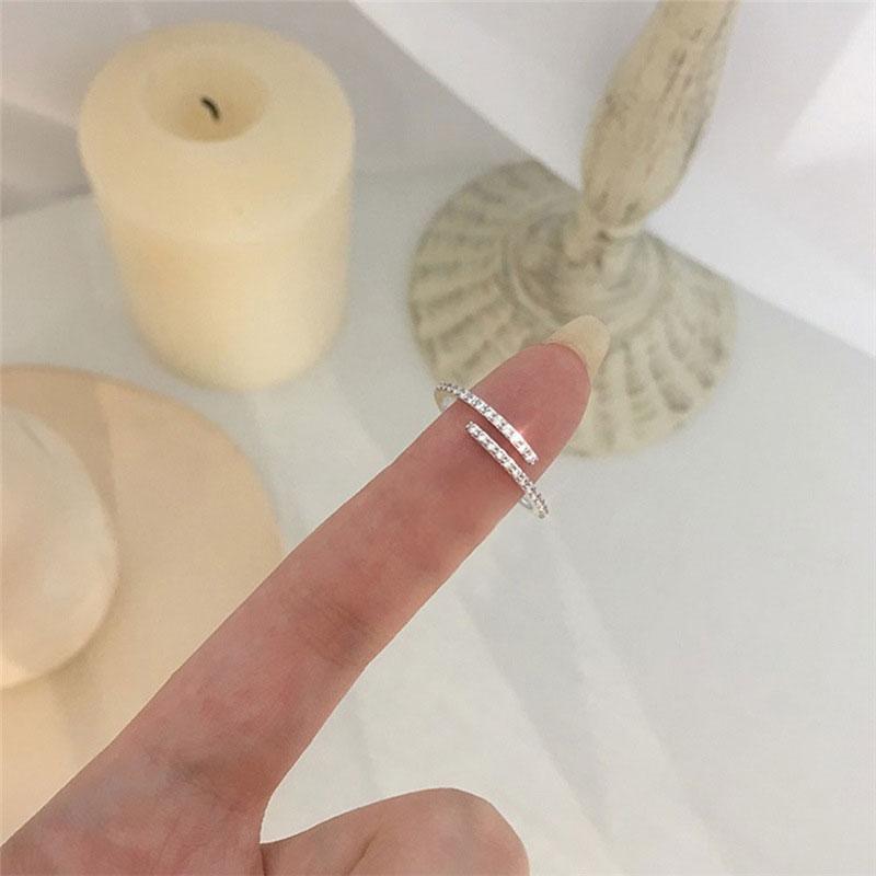 Luxury Zircon Geometry Twist Chain Open Rings for Women Gold Silver Color Elegant Finger Ring Wedding Jewelry Gifts
