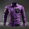 Herren Floral Leaf Print Langarmhemd Mode Slim Fit Button-Down Lässige Blusen Tops
