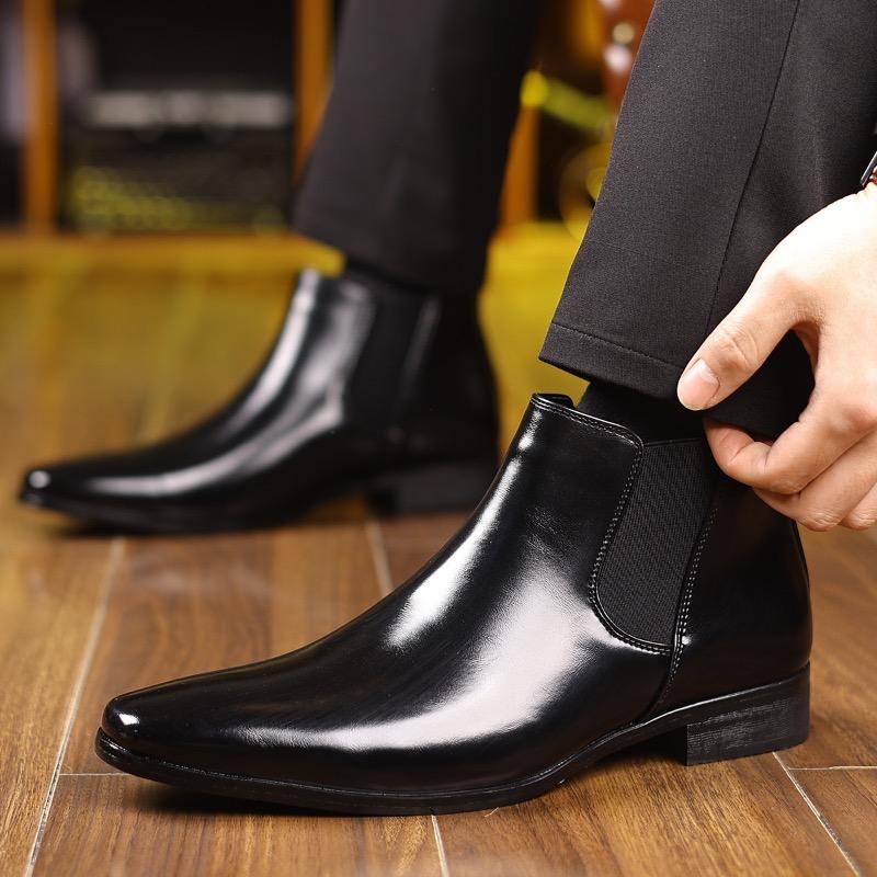 Pánské Chelsea boty Módní Business Casual boty Klasické společenské kožené boty Luxusní svatební boty pro muže Platformové boty Botas2025