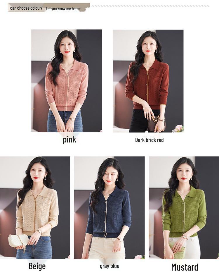 2025 Slim-Fit Cashmere Cardigan: Turn-Down Collar, Single-Breasted Jacquard Knitwear - Fashionable & Versatile Top