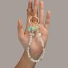 Light Luxury Ocean Style Imitation Pearl Beaded Keychain Mint Green Diamond-Inlaid Conch Shell Pendant Phone Strap
