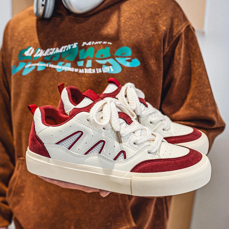 

2025 new low-top niche mesh breathable men s shoes student trend sports and leisure board shoes 8105 39 бордовый