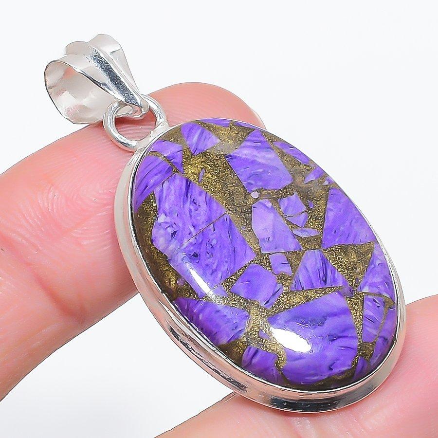 

Copper Charoite Gemstone 925 Sterling Silver Jewelry Pendant 1.93