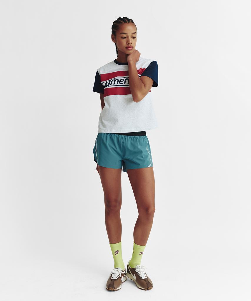 Minasu Menasoo Run Logo Short Sleeve T Shirt_White Melange