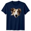 Border Collie Dog Portrait Peekaboo Graphic Pet Lover Adult TShirt