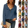 Women's Fashion Knit Casual Long,Sleeve Button,Front Ruffled Pullover Sweater