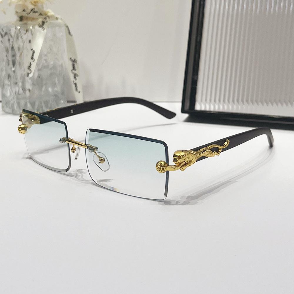 2024 Frameless Leopard Print Square Sunglasses – European & American Style