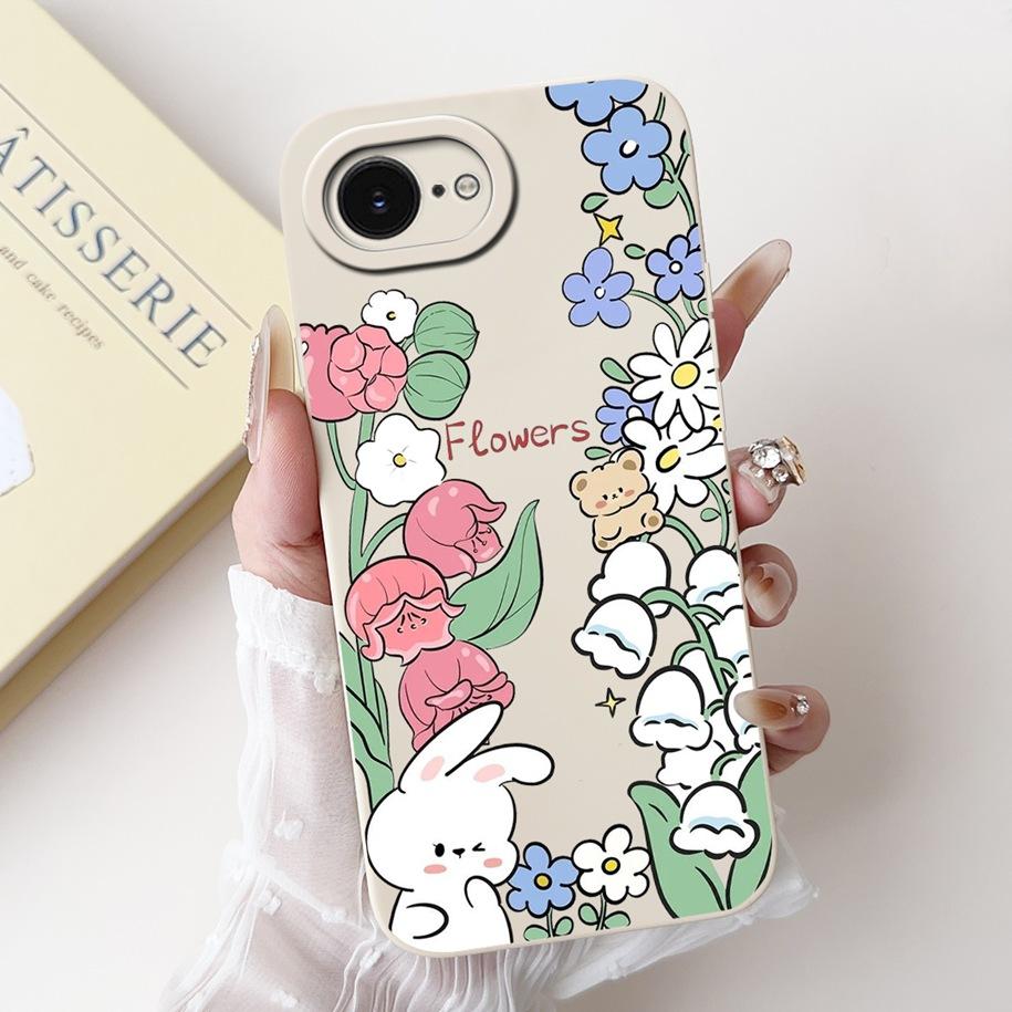 For iPhone 16E Case Popular Flower Cartoon Silicone Phone Cover For iPhone16E Funda For iPhone SE 2025 SE4 Shockproof Soft Cover