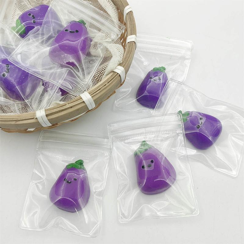 1 Piece Small Eggplant Squeeze Toys Funny Anti-Stress Stress Relief Prop For Kids Adults Gift