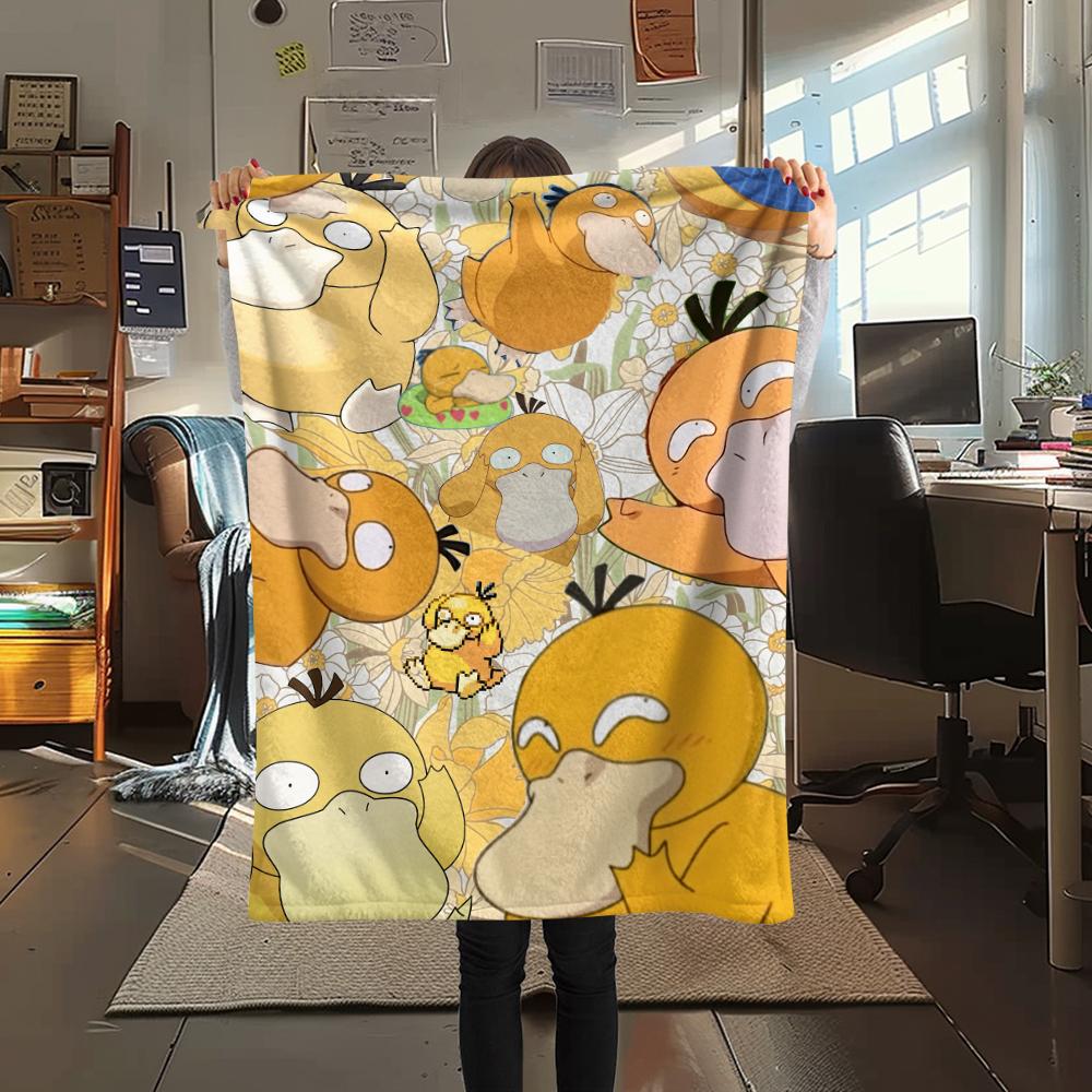Pokémon Psyduck pattern Flannel Blanket, High quality Comfortable for All Seasons, Home Decor, Warmth and Comfort, Perfect for Gifts.