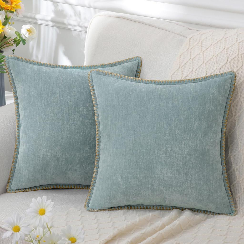 Soft Throw Pillow Covers Velvet Decorative Pillow Covers with Stitched Edge For Couch Sofa Bed