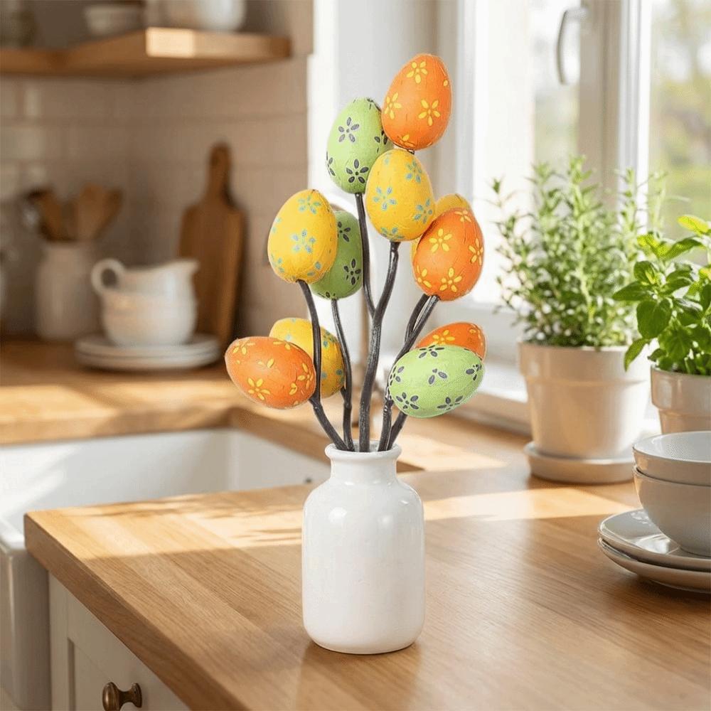 DIY Painting Artificial Flower Arrangements Vibrant Colors Easter Egg Ornaments  Wedding Decor