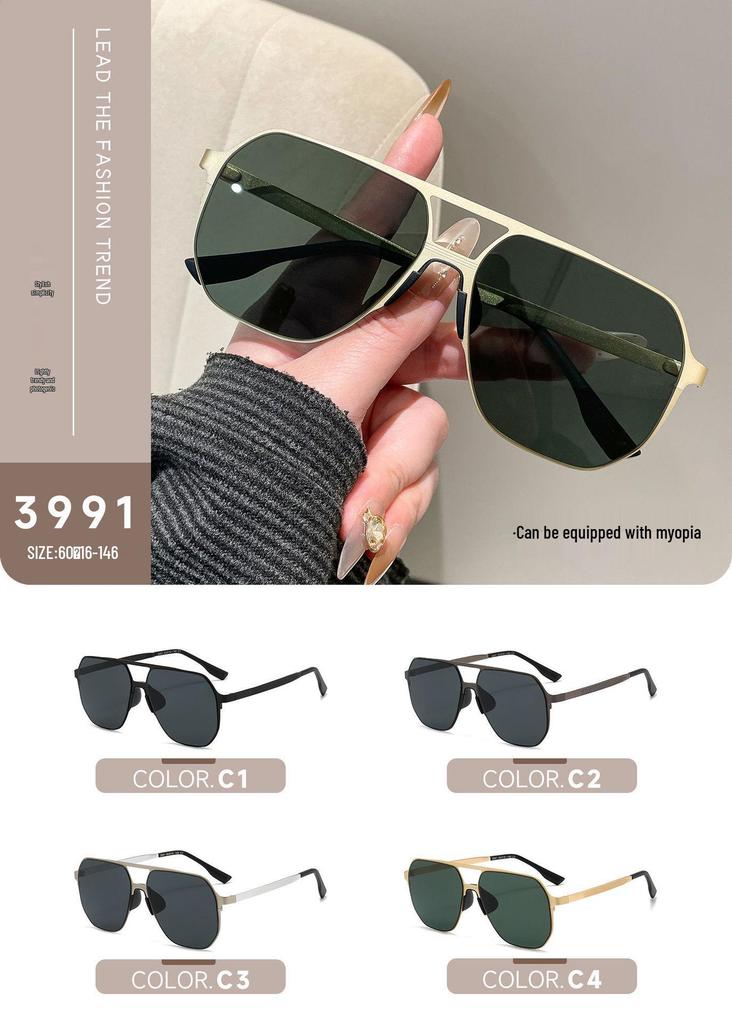 KAJILA 2026 Men's Polarized Retro Square Sunglasses with Double Bridge