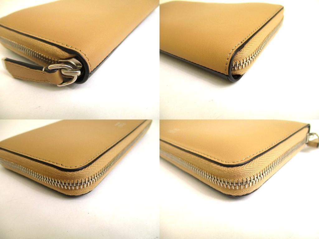 Authentic FENDI Peekaboo Beige Leather Zip Around Long Wallet #a899  Refurbished