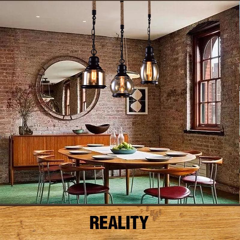 Vintage Loft Pendant Lights Black Industrial Style Amber Glass /Restaurant Retro Room Bar Bed Room Other Bedrooms Hanging Lights