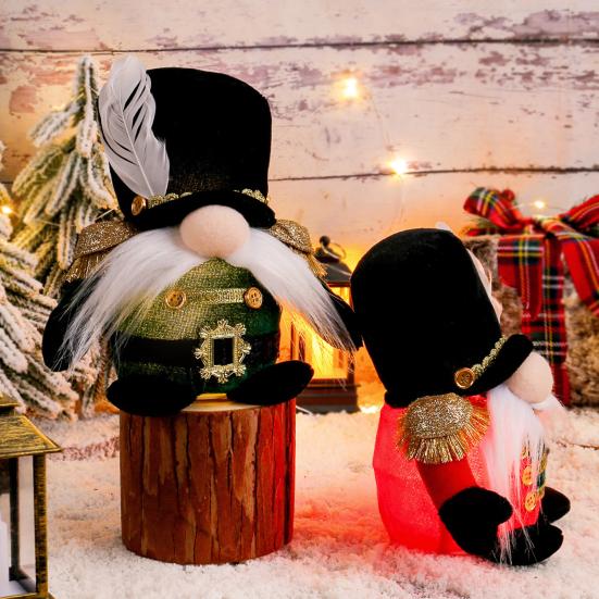 Svítící vánoční skřítek LED Vánoční plyšový vojáček Skřítek panenka Svítící bezobličejová trpasličí ozdoba pro domácí stolní dekoraci