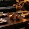 Stylish Room Decor for Home Bird Figurines with Wood Grain Look, Modern Animal Sculptures, Ceramic Birds White Accessories Living Bedroom Office