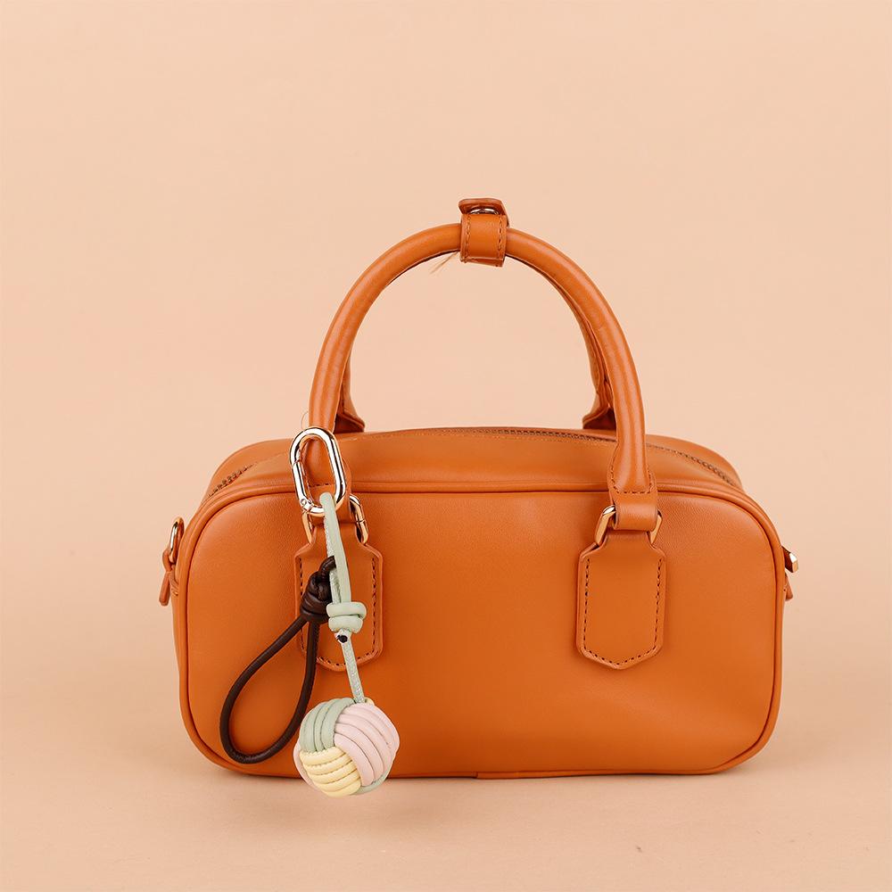 Elegant Ball Keychain Leather Phone Lanyard Versatile Bag Charm Pendant Car Key Ring Backpack Decoration Accessory Gift