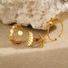 3Pcs/Set Stainless Steel Starfish Shell Rings Set For Women Vintage Gold Open Adjustable Ring Summer Beach Jewelry Gifts