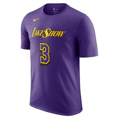 Nike X NBA Los Angeles Lakers Anthony Davis 2024/25 City Edition Buchstabendruck Rundhals Kurzarm T-Shirt Unisex Oberteile Lila HJ2763-506