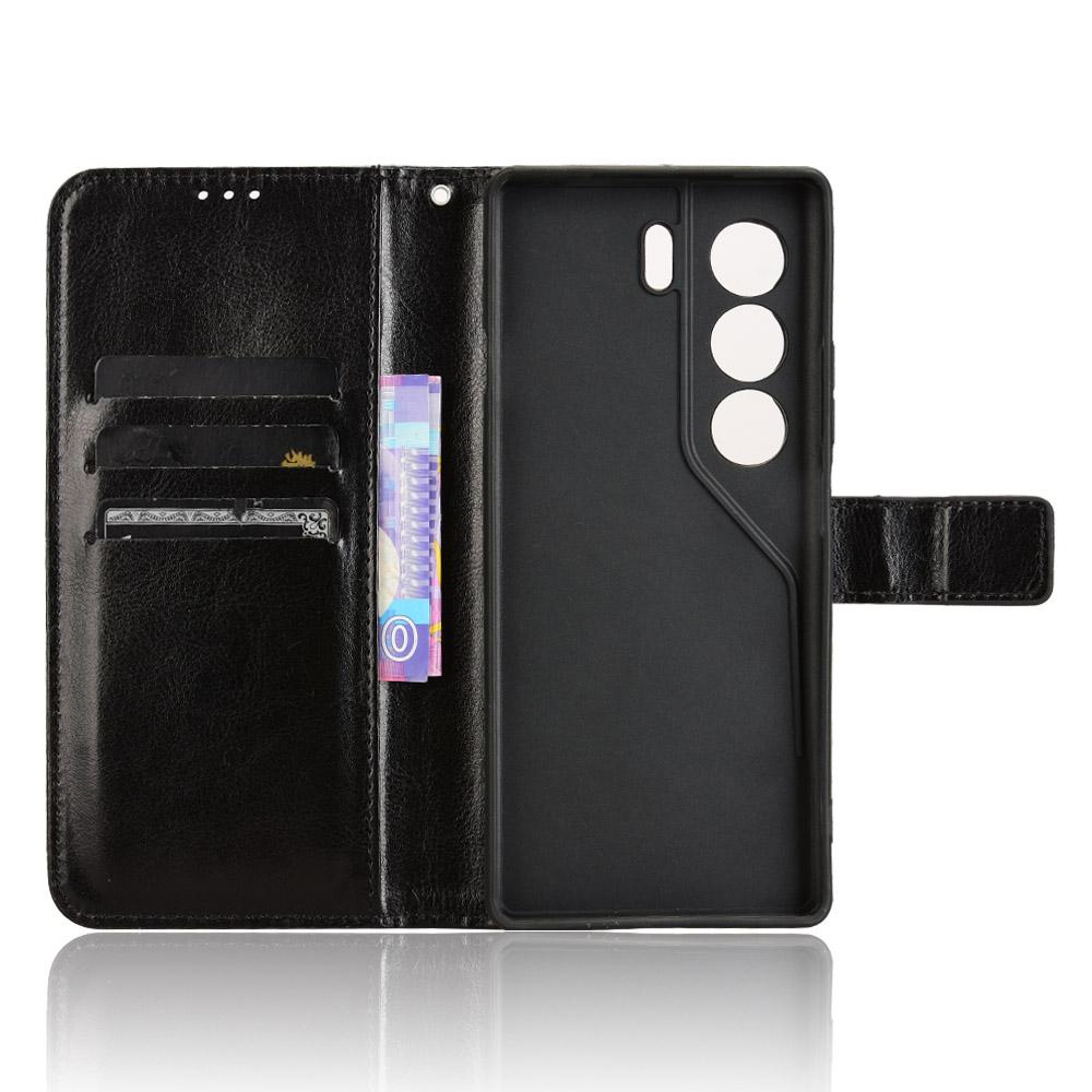 For TECNO Camon 40 Pro 4G/Camon 40 Pro 5G CM6/CM7 PU Leather Case with Strap Crazy Horse Texture Phone Wallet Cover