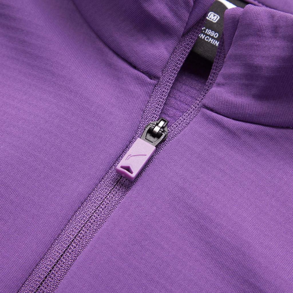 Li Ning Laufserie Fleecegefüttertes Stehkragen Langarm T-Shirt Damen Oberteile Mineral-Lila ATLU050-5