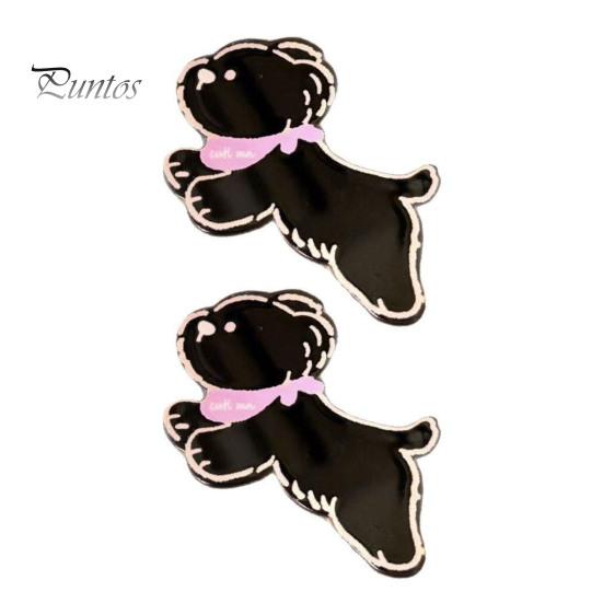 Girl Hairpin 2Pcs Acrylic Color Matching Puppy Shape Hair Lightweight Clips Side Bang Pins Styling Accessories Contrasting Scarf