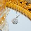 Plant Female Crystal White Zircon Stone Sunflower Pendant Necklace Vintage Gold Silver Color Wedding Jewelry For Women