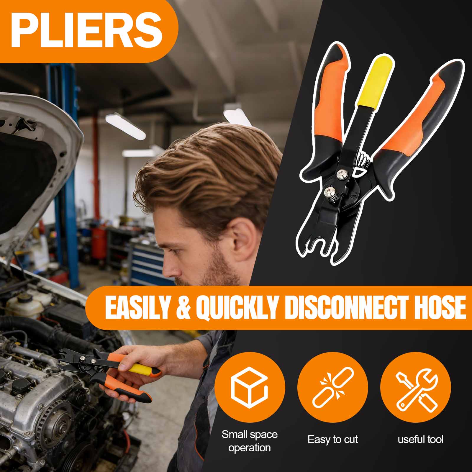 Инструмент для снятия шланговых соединителей, Инструмент для отсоединения быстроразъемных соединений Push-to-Connect, Пассатижи для отсоединения трубок One Size