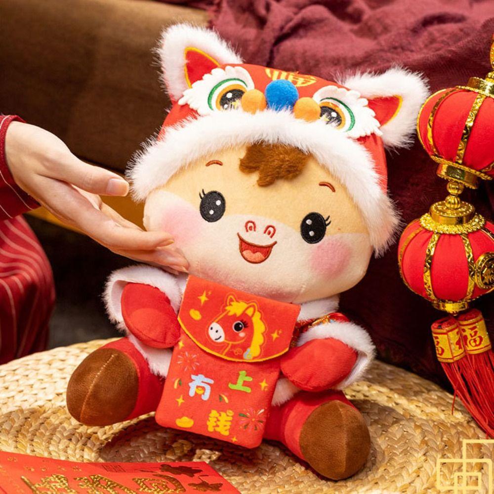 Lucky Chinese Zodiac Horse Cartoon Animal Pony Plush Doll Horse Stuffed Toys  Home Decor