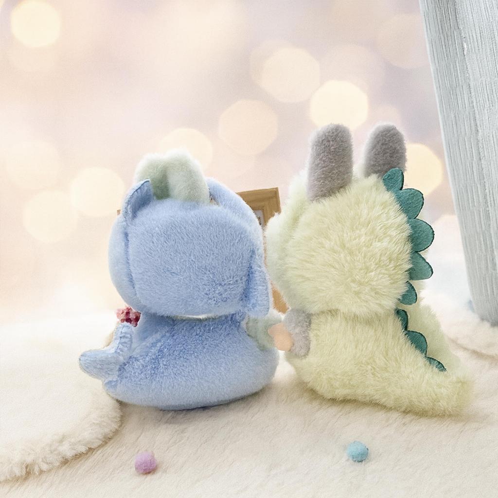 17cm Plush Green Dinosaur with Plump Shark Outfit, Suitable for First, Second, and Third Generations, Fluffy Costume for Plush Dolls
