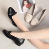 Spring-Autumn New Arrival Mommy Shoes Low-Heel Flats, Comfortable Anti-Slip Bean Shoes, Genuine Soft-Sole Middle-Aged & Elderly Women's Shoes