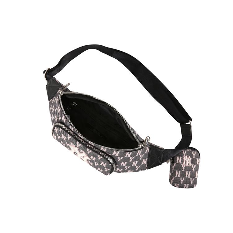 New MLB Monogram Collection Polyester Combo Bag, Shoulder Bag, Crossbody Bag, Fanny Pack Regular Unisex Dirty Pink Print 32BGCA011-50L