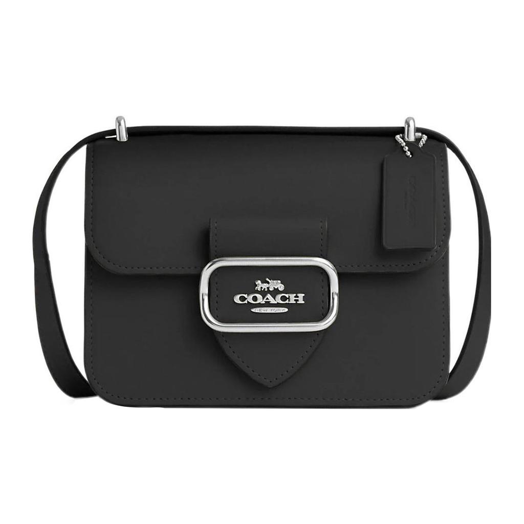 Coach 18 Solid Color Logo Flap Snap Multifunctional Pocket Calfskin Square Shoulder Crossbody Bag Small Women bags Black CL416-SVDTV