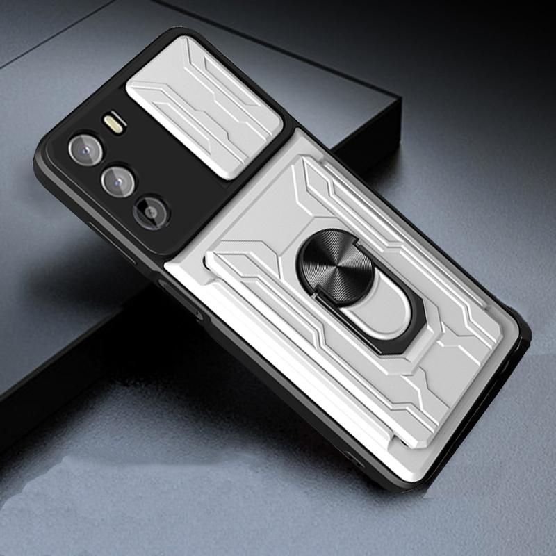 A04s Case Luxury Card Holder Slide Camera Protection Armor Ring Cover On For Samsung Galaxy A04s A04 S galaxyA04s Shockproof Phone Cases