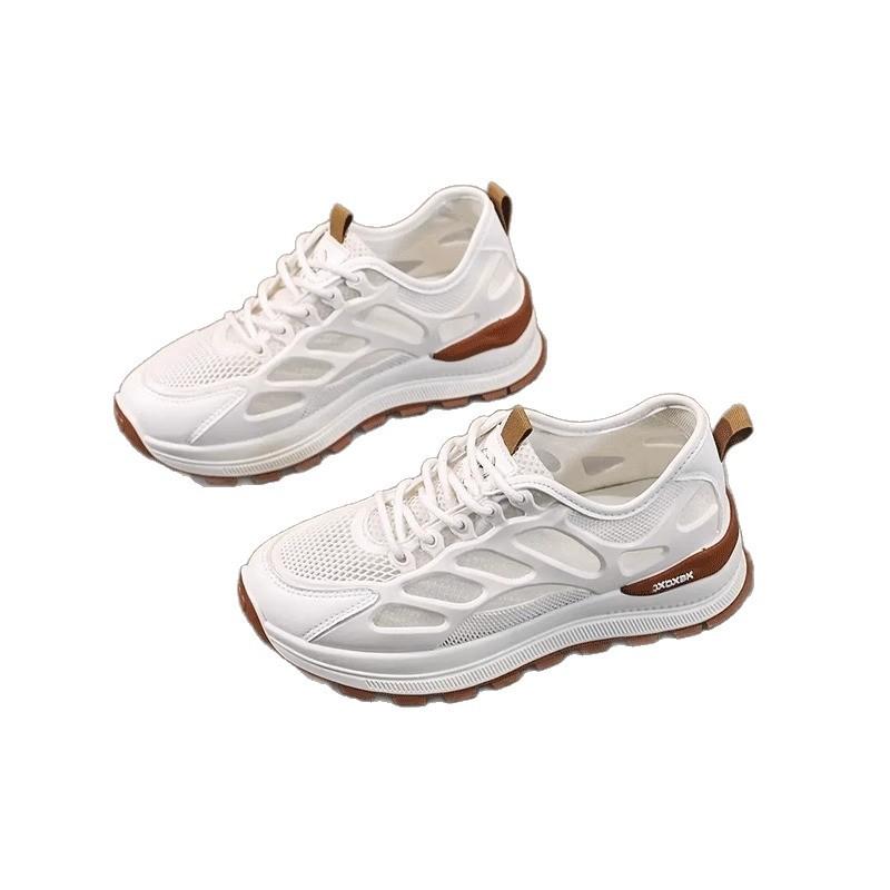 Spring 2025 New Hollow Dad Shoes Ventilated and Breathable Thick-soled Versatile Feet Small and Lightweight Casual Sports Shoes